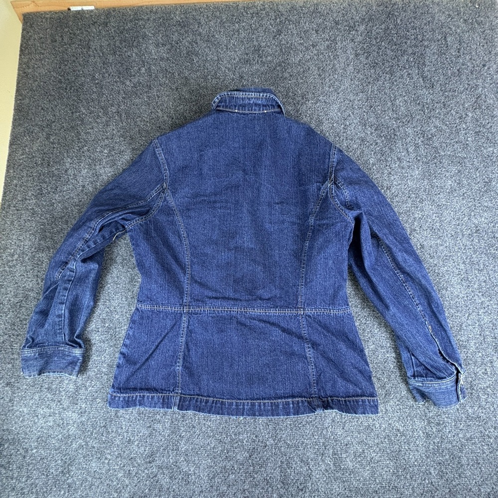 Jones New York Jeans Jacket Women Large Blue Denim Cotton Utility Button Front - Picture 7 of 8